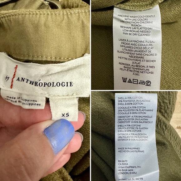 Anthropologie Olive Green Criss Cross Back Fitted Top Size extra small - Picture 4 of 5